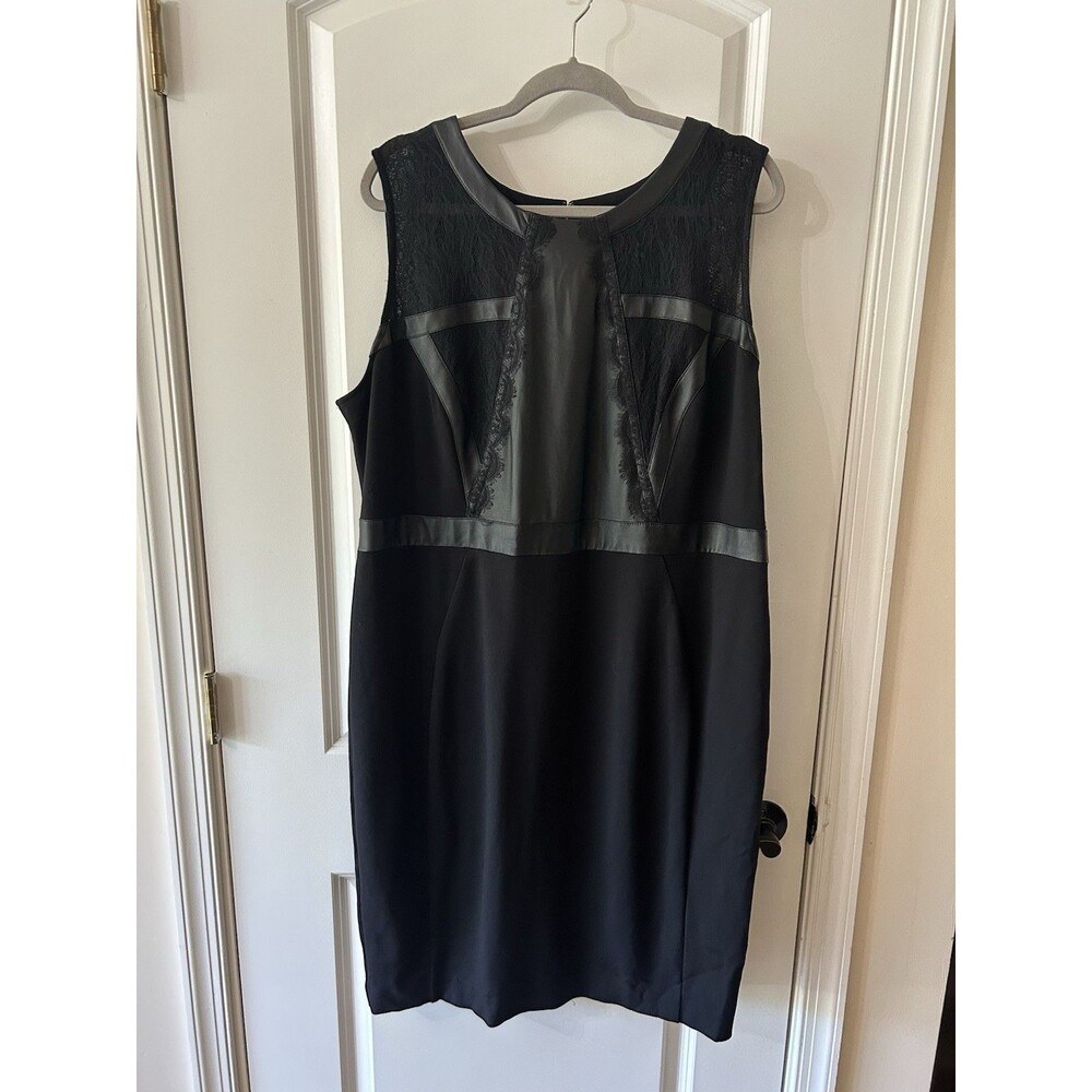 Lane Bryant Dress Size 20 Sheath Faux Leather Lace Trim Goth Dark Academia